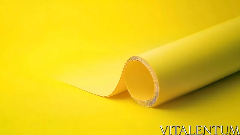 Curled yellow paper roll on monochrome background under soft light