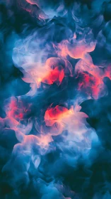Luminescent Flame Dynamics Rendered in Deep Blue and Coral Gradients.
