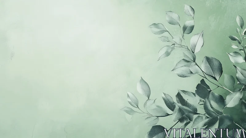 Silver-toned botanical branches occupy the lower right quadrant