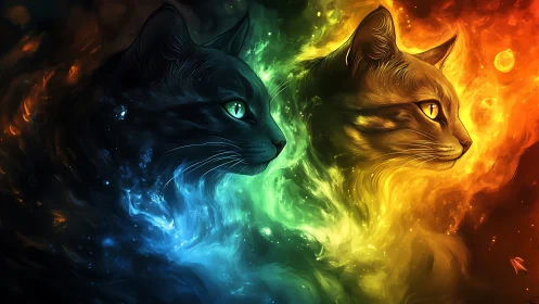 Dual Cat Spirits in Cosmic Fire and Ice Energy