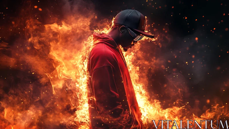 Inferno Silhouette: Where Courage Meets Crimson Chaos