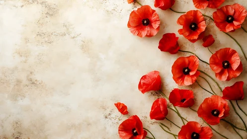 Vibrant Red Poppies Dance Across Warm Neutral Canvas
