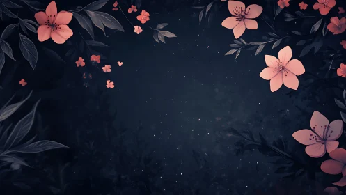 Nocturnal Flora with Luminous Blossoms Against Starlit Void