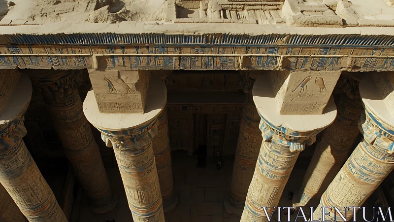 Sunlit hieroglyphic colonnade hums with desert whispers.