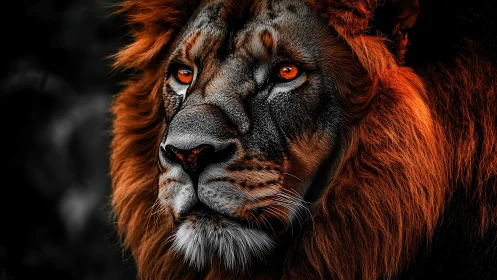 Close-up digital rendering of lion head in side profile.