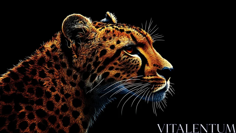 Leopard's Luminous Gaze Radiates Neon Mystery