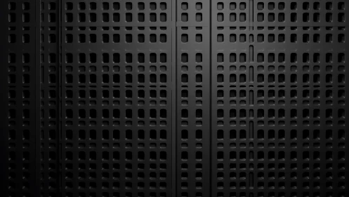 Rhythmic black metal grid with softly glowing depth.