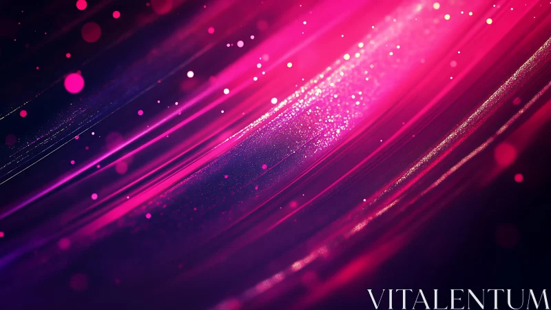 Vibrant Abstract Pink Light Streaks with Glowing Particles.