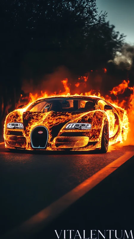 Bugatti Hypercar Engulfed Inferno Digital Composite