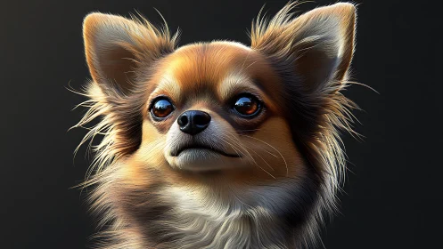 Gentle chihuahua portrait with bright, thoughtful eyes.