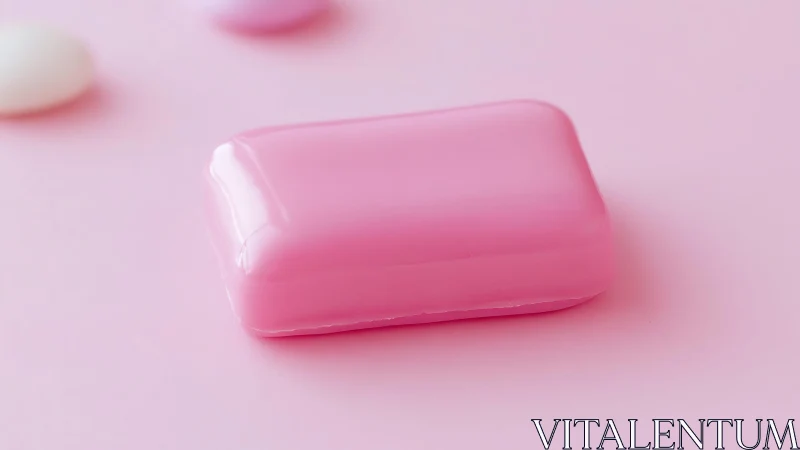 Sculptural soap bar rendered in minimalist pink monochromatic composition.