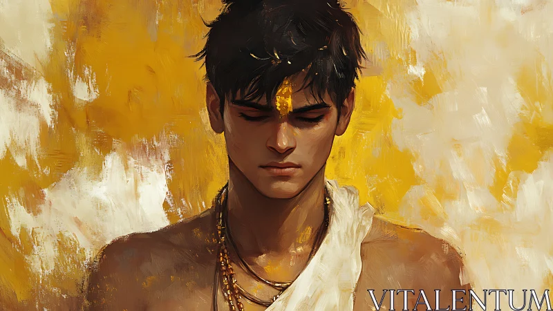 Quiet golden meditation with a thoughtful young dreamer.