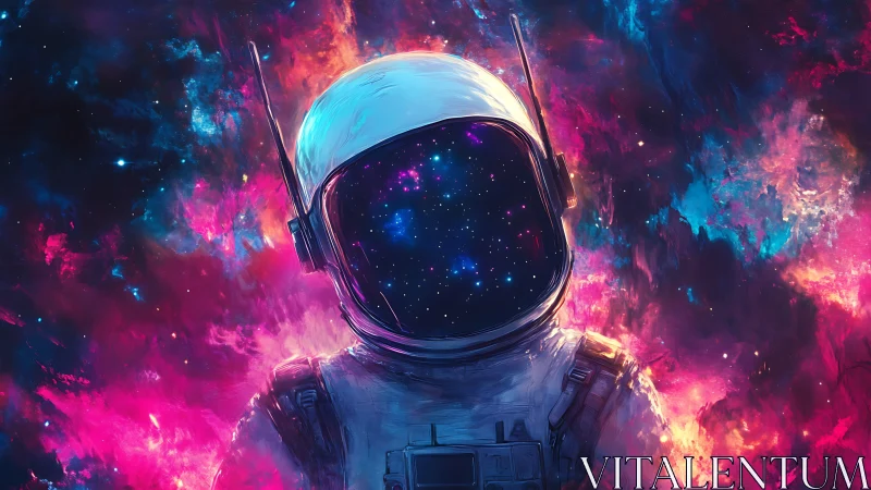 Helmeted wanderer wears a living galaxy instead of a face