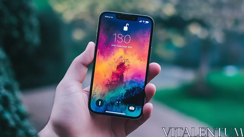Vibrant Sunset Wallpaper Glows on Modern Smartphone Lock Screen