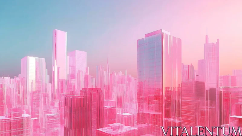 Neon pink glass megacity renders a luminous futuristic skyline