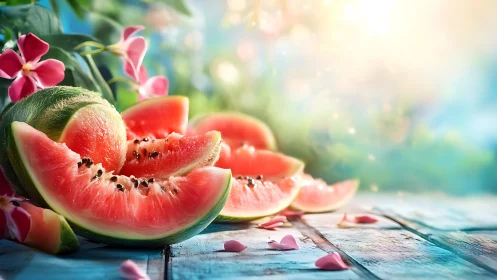 Juicy watermelon slices invite a bright, refreshing summer pause