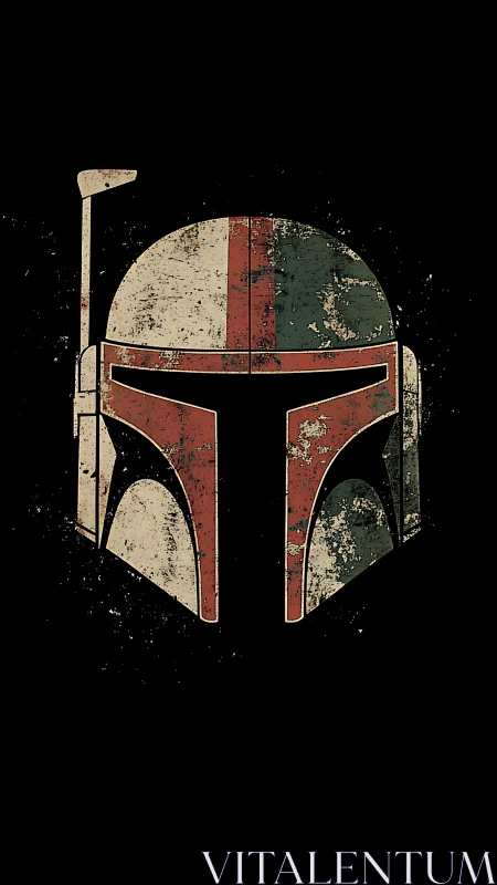 Distressed bounty helmet vector emblem on black ground.