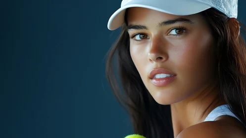 Sunlit tennis focus on a poised, determined young athlete.