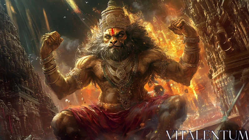 Temple inferno crowns the roaring monkey god in molten gold