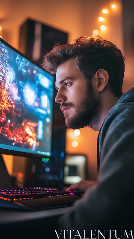 Neon coder locked in midnight focus before glowing screen.