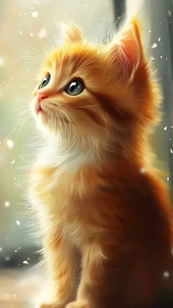 Golden Kitten with Luminous Eyes in Soft Light Ambience