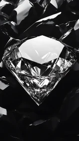 Diamond hovers like frozen lightning over ink black folds