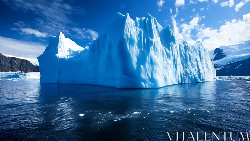 Monolithic Antarctic iceberg rises sharply from reflective sea