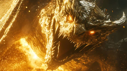 Molten dragon roars in blazing cinematic inferno light
