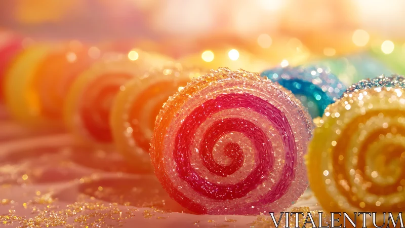 Vibrant Rock Candy Spirals with Crystalline Sugar Coating