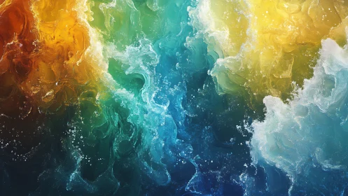 Multicolor fluid abstraction with layered swirling textures.