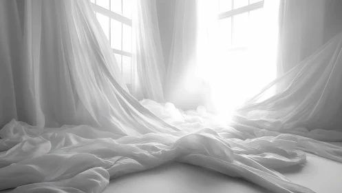 Morning light drapes the room in cascading whispers of white