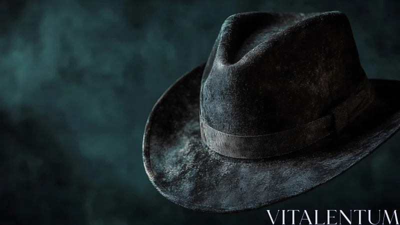 Textured dark fedora in low-key optical side lighting.