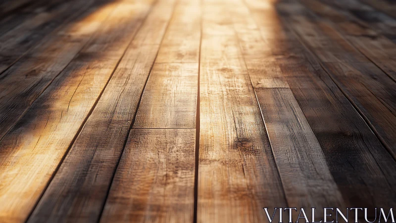 Sunlit wooden floorboards render emphasize grain and depth