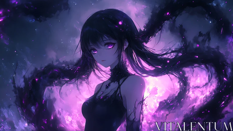 Void sorceress commands swirling neon violet shadows.
