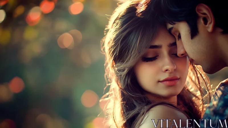 Intimate couple portrait with golden hour lighting