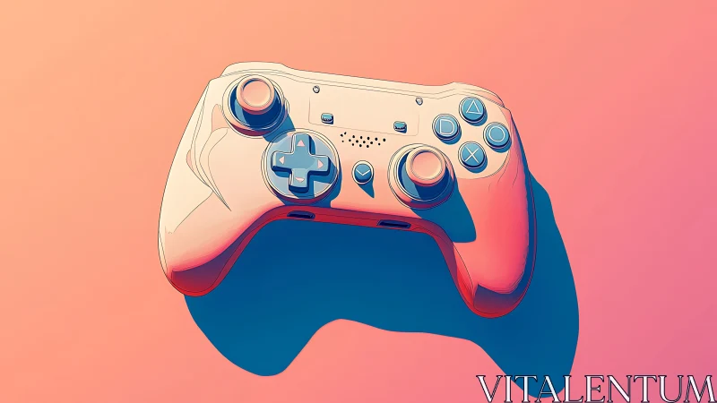 Gaming Controller Illustration Against Gradient Background.