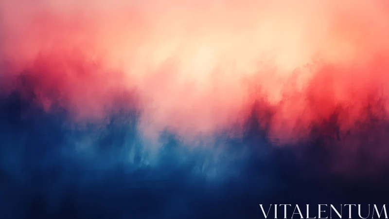 Vivid Abstract Gradient With Red And Blue Misty Brush Strokes.