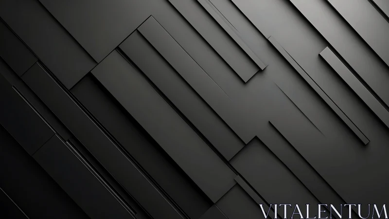 Layered matte black panels form diagonal minimalist relief structure