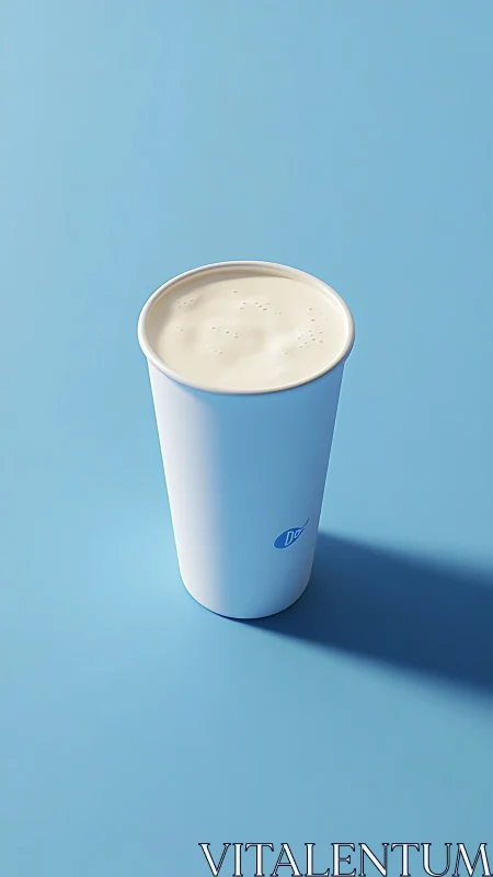 White Paper Cup Filled with Cream on Blue Background