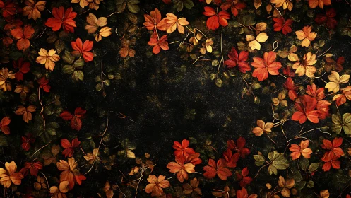 Autumn leaves encircle a deep velvet dusk of quiet wonder.