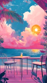 Sunset lemonade pauses time on a neon-tinted tropical deck