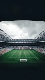 Quiet football stadium waiting for its next thunderous roar.