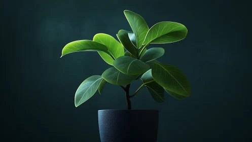 Photorealistic rubber plant specimen under controlled studio lighting.