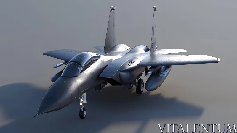 Modern fighter jet on tarmac in realistic digital rendering.