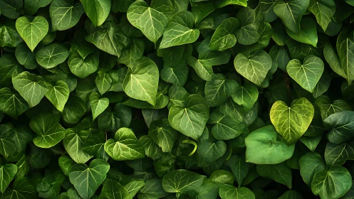 Dense ivy foliage with layered heart shaped green leaves.