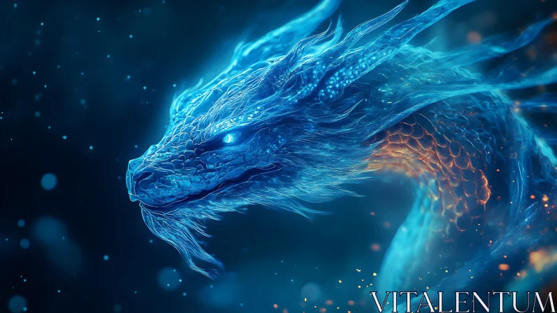 Bioluminescent spectral dragon rendered in high-frequency detail.