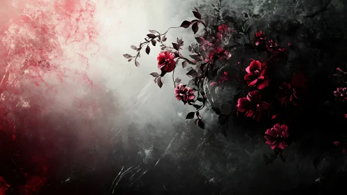 Red Roses in Darkness: Where Beauty Blooms.