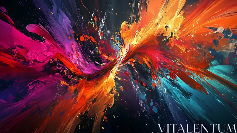 Cosmic paintstorm erupts in colliding ribbons of wild color.