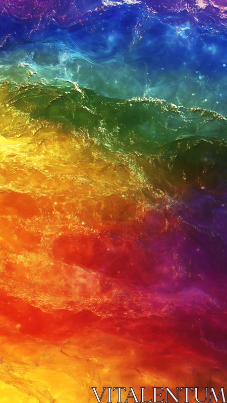 Multicolor liquid gradient with layered wave structures.