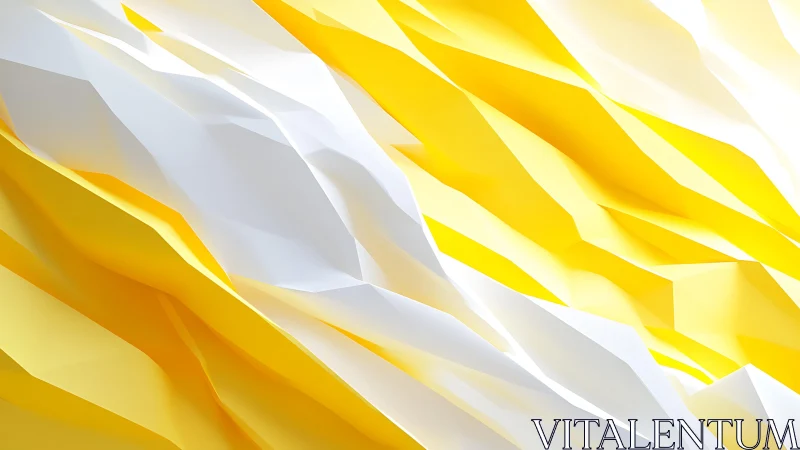 Abstract geometric folds in yellow and white digital art style.